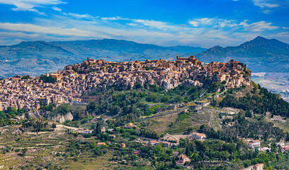 Obraz premium View of Calascibetta, in the Province of Enna, Sicily, Italy