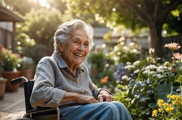 Elderly Enjoying Garden