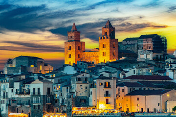 View of Cefalu, on the Tyrrhenian coast of Sicily, Italy