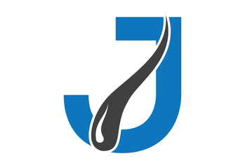 Intel latter J with hair treatment logo design concept