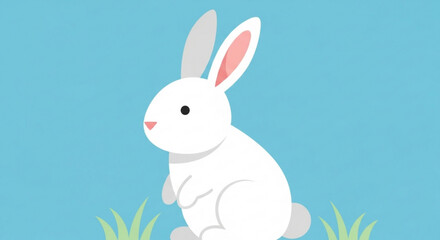 Obraz premium Cute white rabbit vector illustration for easter bunny graphic design and spring animal clip art projects