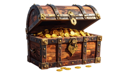 Treasure PNG, Transparent Background, Treasure Chest Illustration, Gold Coins, Pirate Treasure Box, Hidden Riches, Ocean Treasure, Jewel Chest, Fantasy Treasure Art, Old Wooden Chest