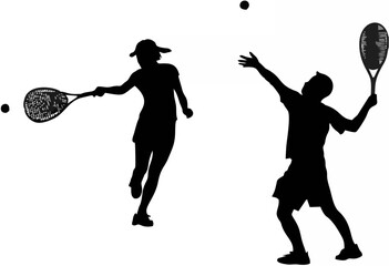 Tennis action silhouette.eps