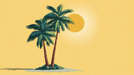 Fototapeta premium Vector icon art of a palm tree in the summer