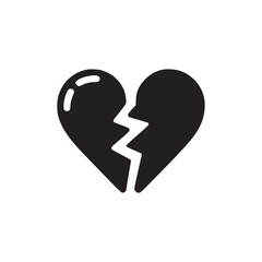 Vector art of broken heart icon symbolizes heartbreak, loss, and emotional pain ideal for expressing feelings of sadness, grief, or the end of a relationship in designs