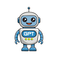 A blue and white robot assistant that embodies modern advances in artificial intelligence and machine learning. Perfect for websites, apps, or educational materials
