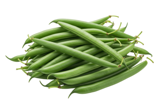 Isolated Pile of Fresh Green String Beans or Snap Beans Ready for Cooking or Eating