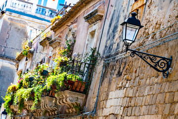 Architecture of Syracuse in Val di Noto, southern Sicily, Italy