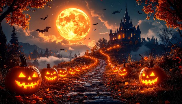 Halloween castle path