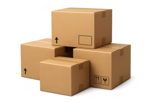 Cardboard boxes stacking for delivery and shipping service - Powered by Adobe