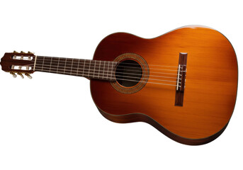 Fototapeta premium Isolated acoustic guitar for classical music with a rich color gradient on display object