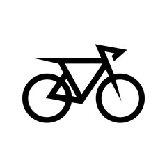 Abstract bicycle silhouette logo in minimal geometric style for eco friendly branding