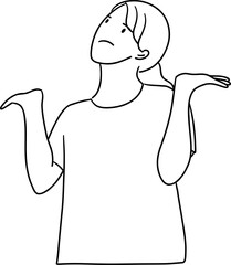 Illustration of Woman Shrugging with Uncertain Expression