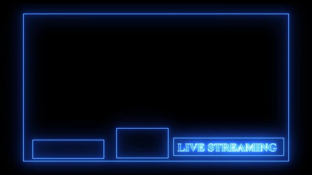 interface live looping modern sign social streaming template motion neon Stream Overlay, Live Stream Intermission Animation Screen with Neon Glow Modern black background 4k