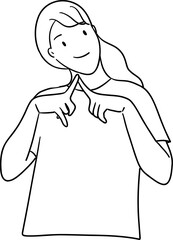 Woman Thinking with Fingers Illustration