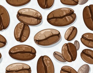Coffee beans pattern on white background