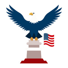 bald eagle flying over statue of liberty usa theme vector art
