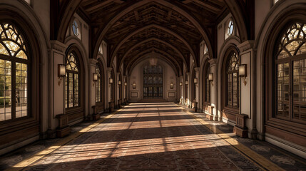 Obraz premium Astonishing 3D Realistic Hall with Futuristic Lighting and Depth Corridor AI Generated