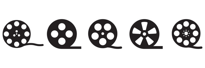 Fototapeta premium Classic Film Reel Icons Set Vintage Movie Reel Vector Collection | Cinema Filmstrip Symbol Illustration for Entertainment and Media Design