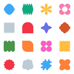 Set color figure pencil. Hand-drawn crayon design elements: round, square, and triangular shapes in a fun, kid-friendly style with ample copy space. 