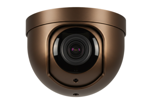 Isolated metallic bronze surveillance camera for security in an interior or exterior space