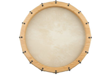 Isolated bodhran drum, traditional Irish percussion musical instrument on no background