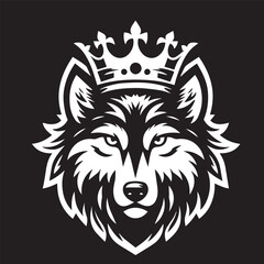 Fototapeta premium vector logo of a wolf wearing a crown