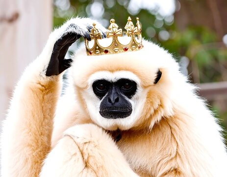 Monkey wearing a crown