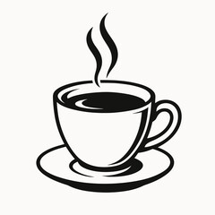 Elegant illustration of a steaming coffee cup on a saucer