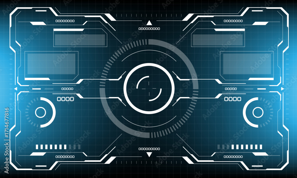 Poster hud sci-fi interface screen view white circular geometric design virtual futuristic technology creat