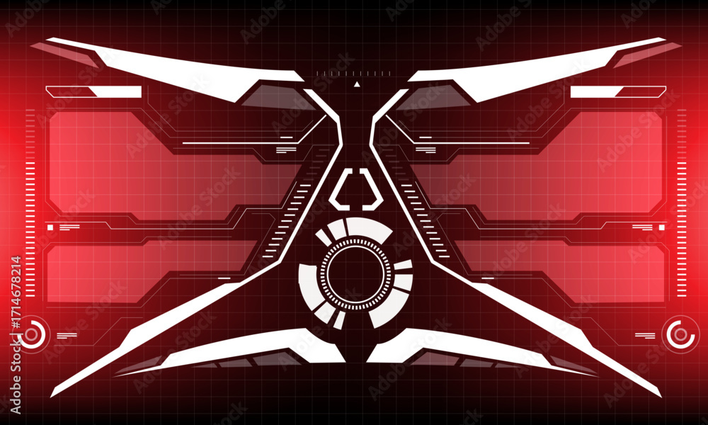 Poster hud sci-fi interface screen view white circular geometric design virtual futuristic technology creat