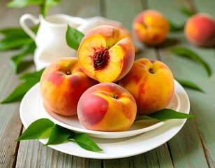 Fresh peaches on a plate (1)