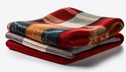 Cozy Woven Wool Blanket Folded Neatly Isolated On Transparent Background
