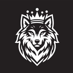vector logo of a wolf wearing a crown