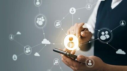 Digital Network Connection & Social Media on Smartphone. Business Communication, HR, and Global Community Concept.
