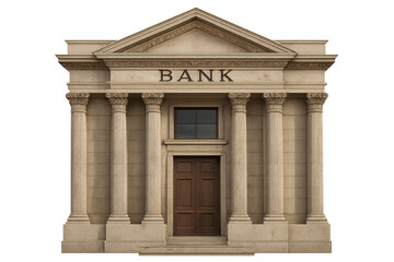 Fototapeta premium Bank building showcasing neoclassical architecture on transparent background