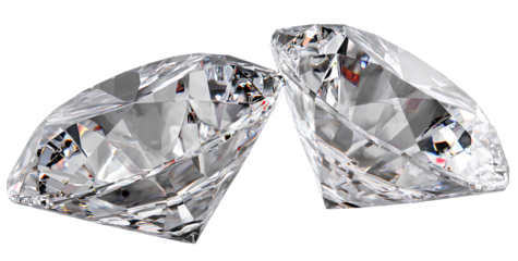  two shiny diamonds isolated on a transparent background, png  