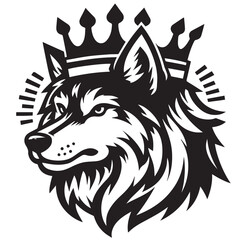 vector logo of a wolf wearing a crown