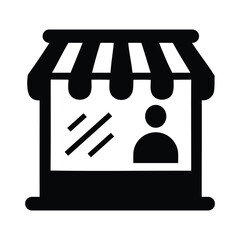 black and white icon of a storefront. storefront icons vector