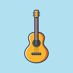 Naklejka premium Stylized Illustration of a Classical Guitar on a Light Blue Background