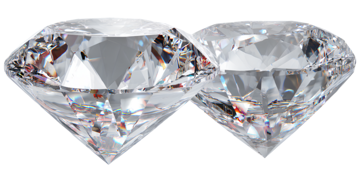  two shiny diamonds isolated on a transparent background, png