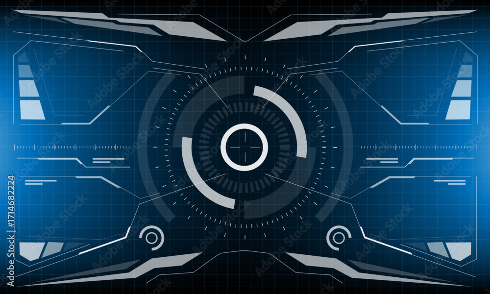 Poster hud sci-fi interface screen view white circular geometric design virtual futuristic technology creat