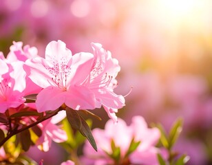 Pink azaleas in sunlight