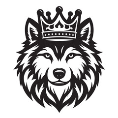 vector logo of a wolf wearing a crown