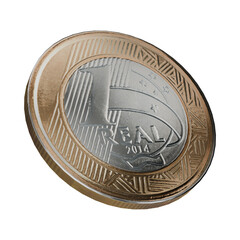Moeda de Um Real Dinheiro 3D PNG Transparente