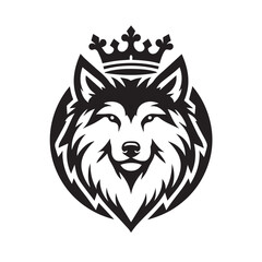 Fototapeta premium vector logo of a wolf wearing a crown