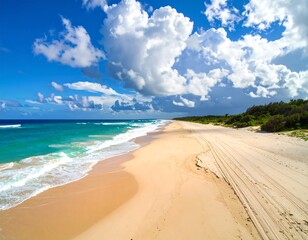 Empty beach under a partly cloudy sky