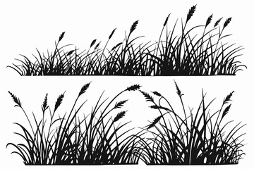 Wild Grass Silhouette Vector &ndash; Tall Grass and Plant Border Design