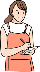A female barista take an order illustration