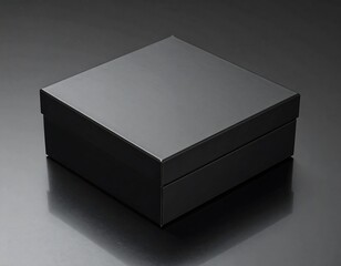 Empty black square gift box on dark surface